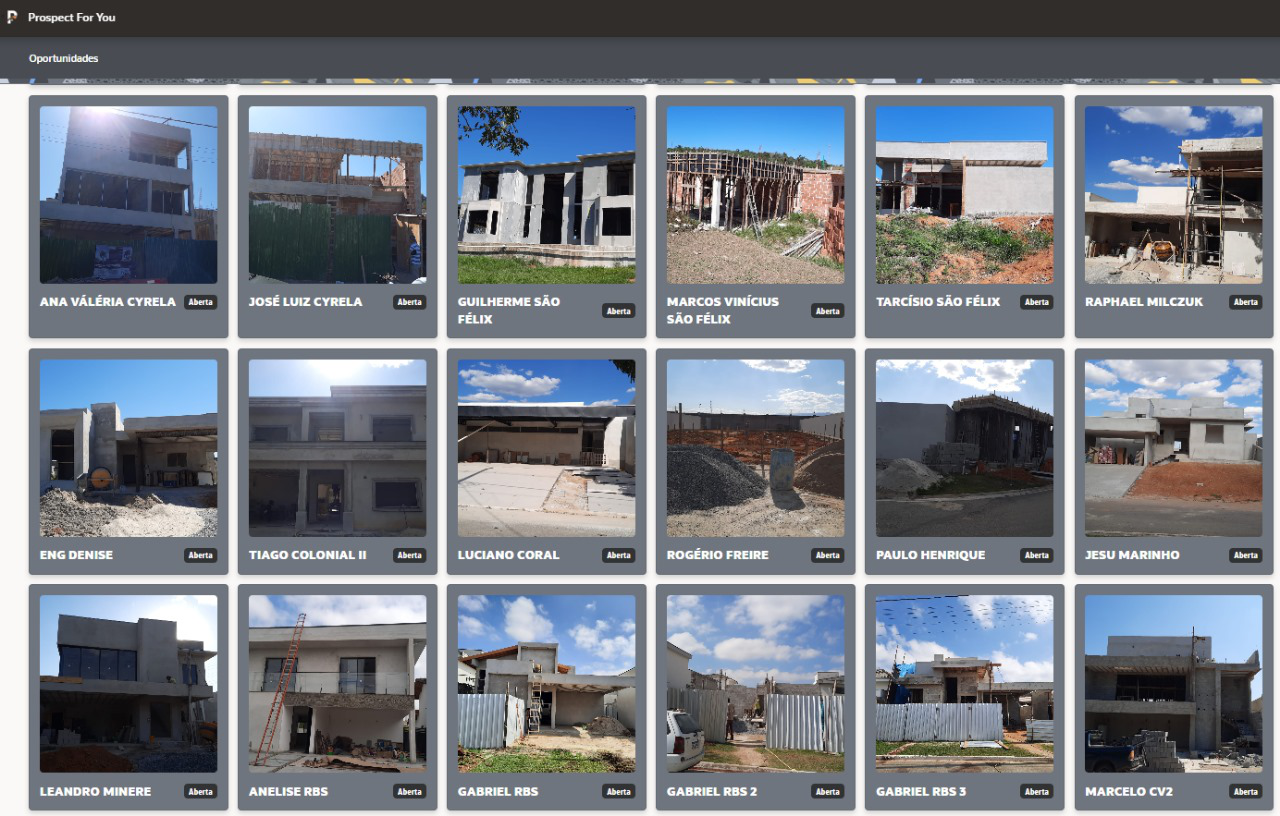 Visualização da interface do CRM